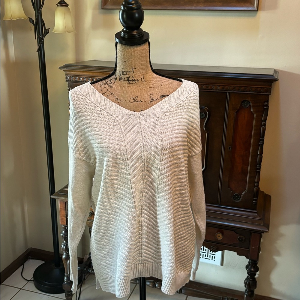 Chaps Ralph Lauren Women’s White & Silver Sweater XL